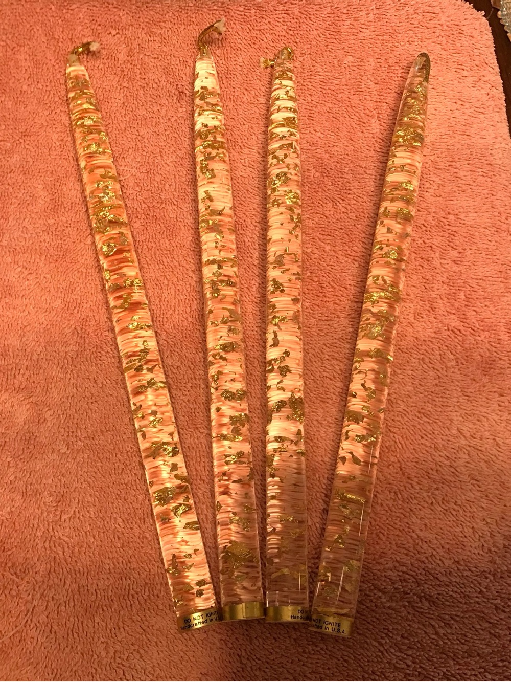 Swarovski MCM Lucite Gold Flake Taper Candles